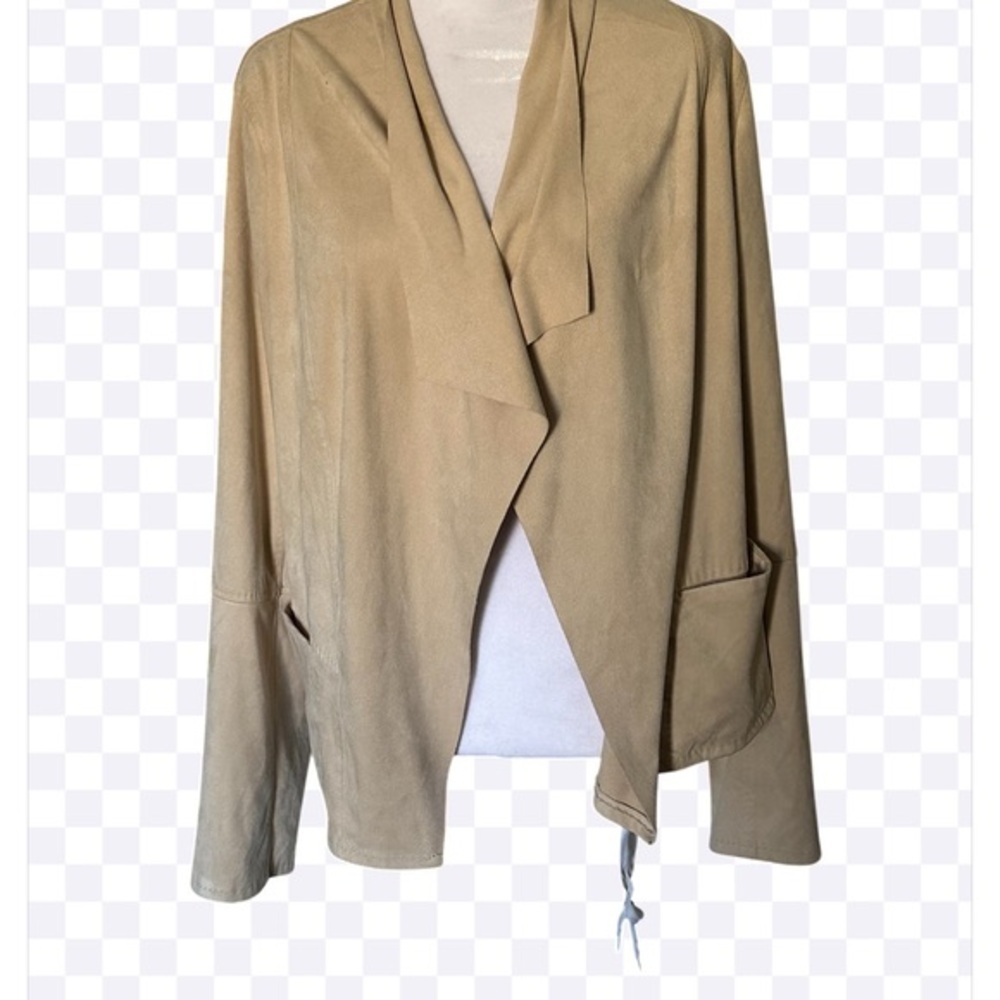 Max studio Tan suede Women's open Jacket size L?